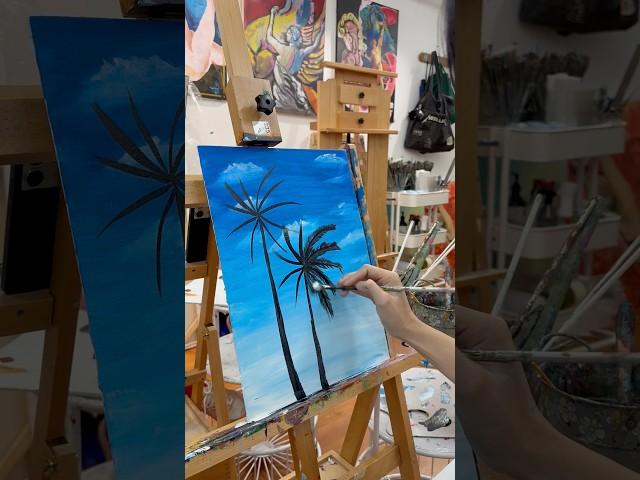 Let’s paint some coconut trees with me. #art #painting #artist