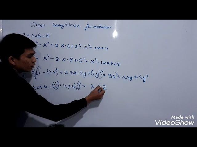 Matematika kursi  13 - dars  Qisqa ko'paytirish formulalari