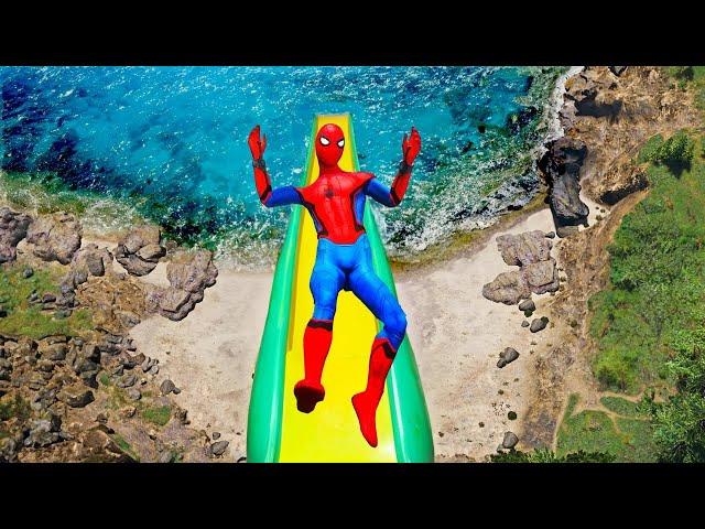 GTA 5 Epic Water Slides Ragdolls | Spider-Man Jumps/Fails ( Euphoria  Physics )