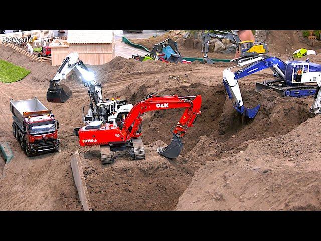 Mega Construction Site Action RC Excavator Dump Trucks Dozer Wheel Loader Roller Caterpillar