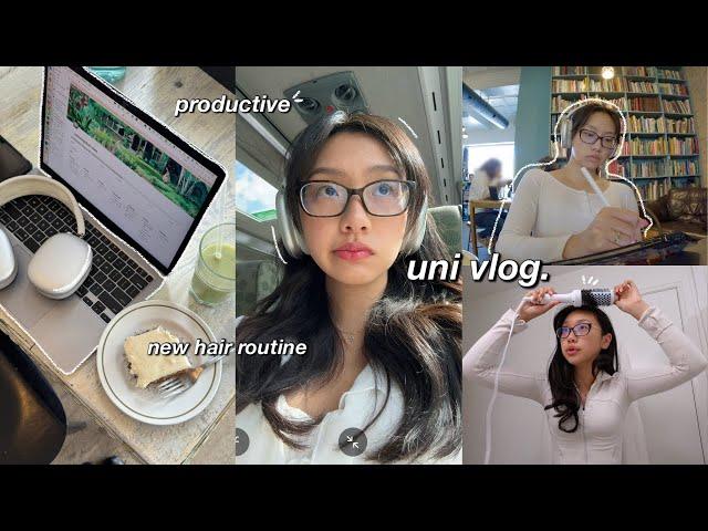 STUDY VLOG  waking up at 5am, uni days in my life, yellowface review & new hair routine