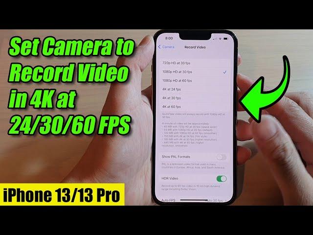 iPhone 13/13 Pro: How to Set Camera to Record Video in 4K at 24/30/60 FPS