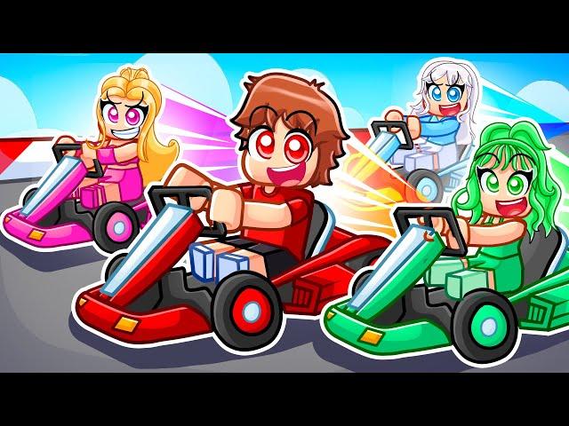 Go Kart RACE CLICKER With MY CRAZY FAN GIRLS in Roblox...