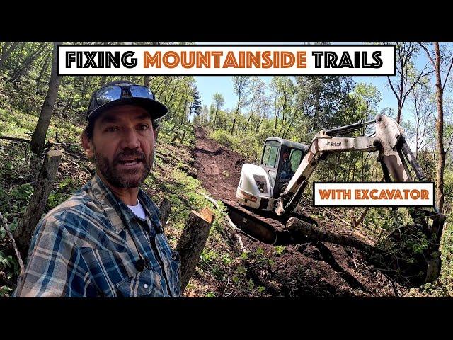 #795 - Used Excavator To Straighten Mountainside Trail, Clean Up Brush