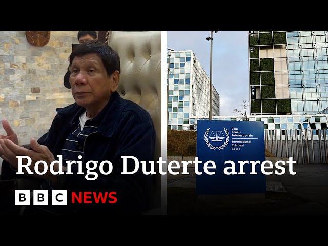 Rodrigo Duterte, former Philippines president, en route to The Hague after arrest warrant | BBC News