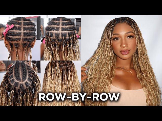 DIY Boho Knotless Braids ROW-BY-ROW | Full Install For Beginners ft. Waviy Hair