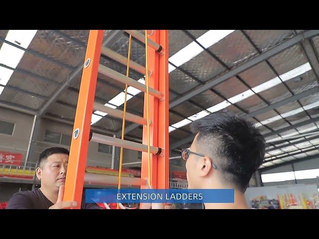 Fiberglass extension ladder drop test