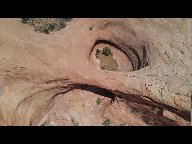 Drone Aerial View of Pinto Arch and Colorado River near Moab, UT