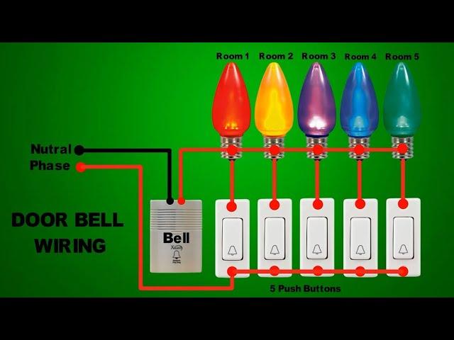 Door Bell Wiring Diagram 6 Bulb And 6 Buttons || World Technicians