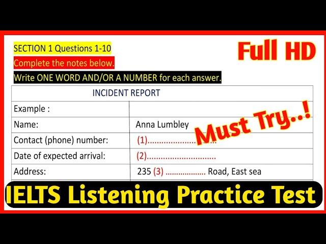 Incident Report IELTS Listening | Incident Report Listening With Answers | IELTS Listening Test