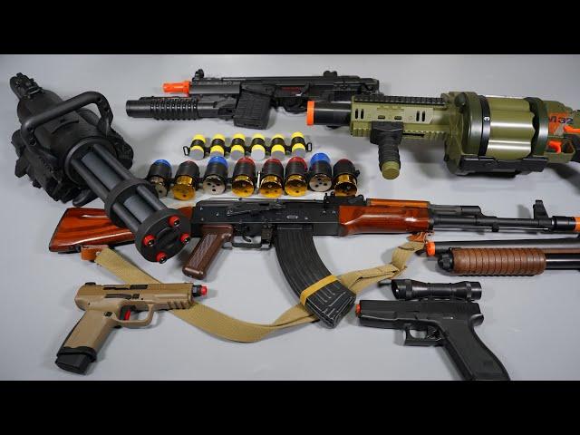 M32 Grenade Launcher Nerf Gun and Gatling Minigun M134 Airsoft Toy Gun AK47 - Toy Guns Collection