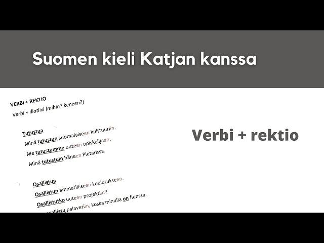 Verbi + rektio | Suomen kieli Katjan kanssa