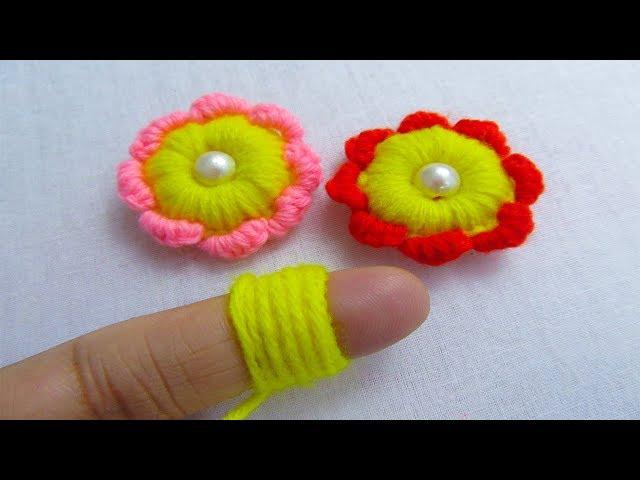 Hand Embroidery Amazing Trick, Woolen Flower Embroidery Trick, Easy Flower Embroidery Trick