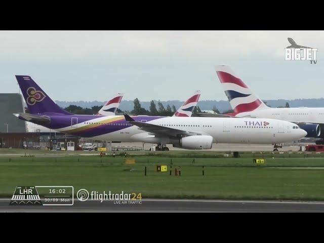 SW Winds at London Heathrow Airport (Thai (Ex Virgin) A330 spotted)