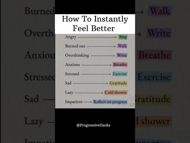 Instantly feel better.#selfimprovement #motivation #secrethacks #selfhelpbooks #selfcare #facts