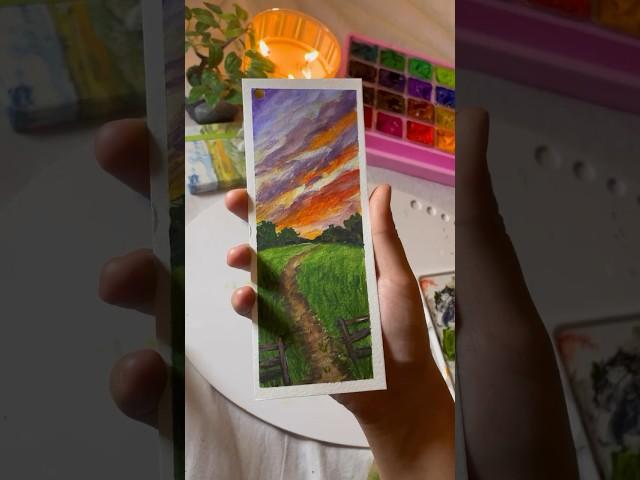 Gouache countryside bookmark #art #painting #gouache #trendingshorts #arttutorial #aesthetic #fyp