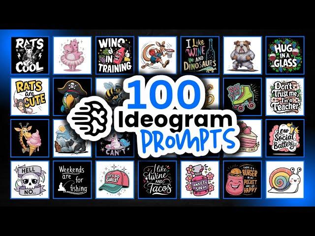 100 FREE Ideogram Prompts for Print On Demand (T-Shirts and Stickers)