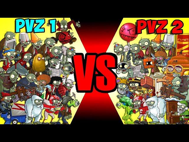 All Zombies in PVZ 1 vs PVZ 2 - Who Will Win? -  Team Zombies Battlez (Synthetic Full)