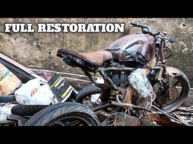 FULL RESTORATION+MODIFICATION YAMAHA 150cc Abandoned-Rebuild Incredible Black Cafe Racer | TimeLapse