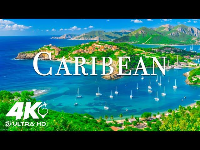 CARIBBEAN 4K DRONE Nature Film - Calming Piano Music - Beautiful Beach