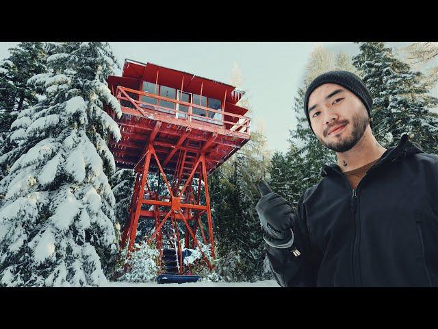 OVERNIGHT in a cozy fire lookout tower | ASMR