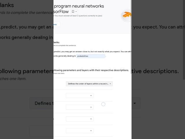 Quiz 1(Google AI-ML). Learn to program neural networks with TensorFlow. #google