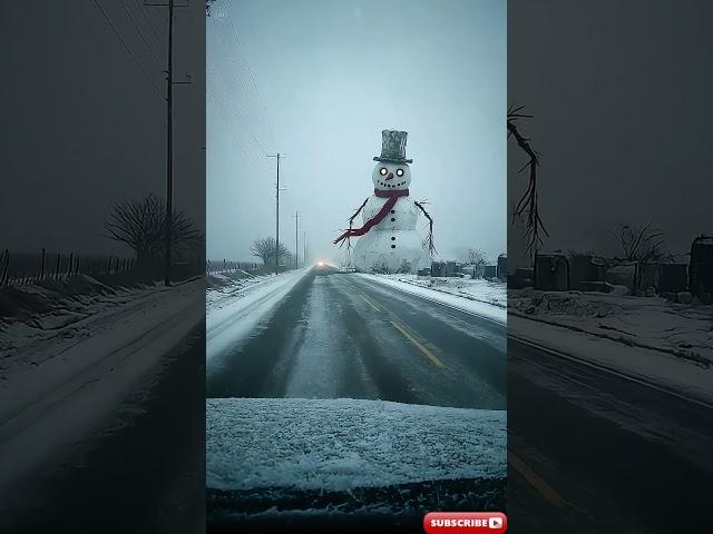 That’s Not Just a Snowman… It’s Moving! ️ #GiantMonster #POVScare