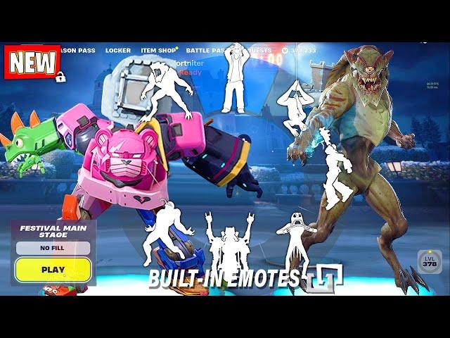 MONSTER VS ROBOT Fortnite doing all Built-In Emotes and Funny Dances シ