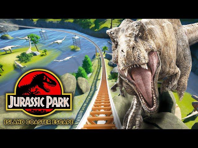 JURASSIC PARK! Island Adventure Escape Roller Coaster! POV [CC]