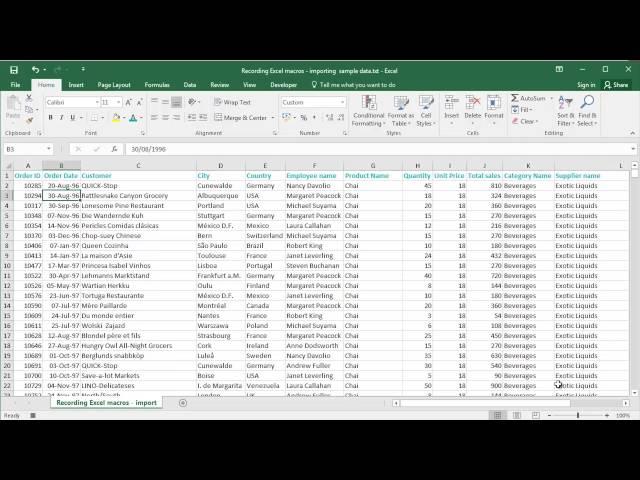 Microsoft Excel 2016 - Recording a Macro to Import a Plain Text File