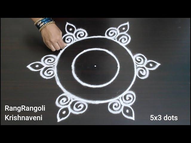 Traditional Rangoli5x3 dots Creative MugguluEasy Daily KolamRangRangoli Krishnaveni
