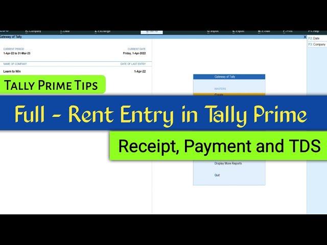 Rent Entry in Tally Prime | Rent Received, Rent Payment and TDS Recording of Rent