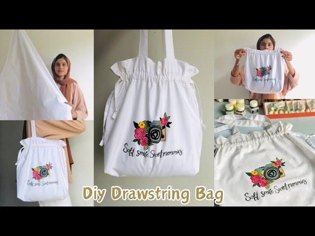 Diy drawstring bag | how to make drawstring bag | diy ideas | tote bag tutorial | tote bag painting