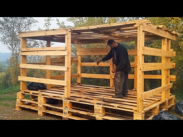 Man Builds a House with ABANDONED PALLETS in the Middle of the Forest | by @lesnoy_craft8607