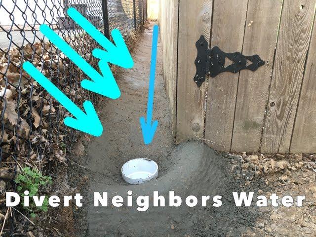 Diverts Neighbors Water Concrete Swale