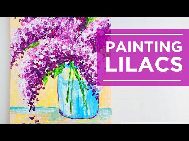 PAINTING TUTORIAL Lilac flowers for Beginners | Q Tips/Cotton Swabs technique