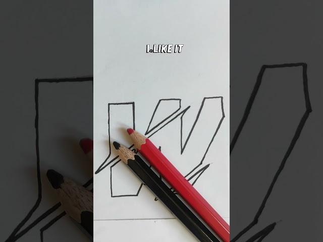New Bold font style 'W' | Black & Red Font | @PaintTheFont  #shorts #viral #PTFart