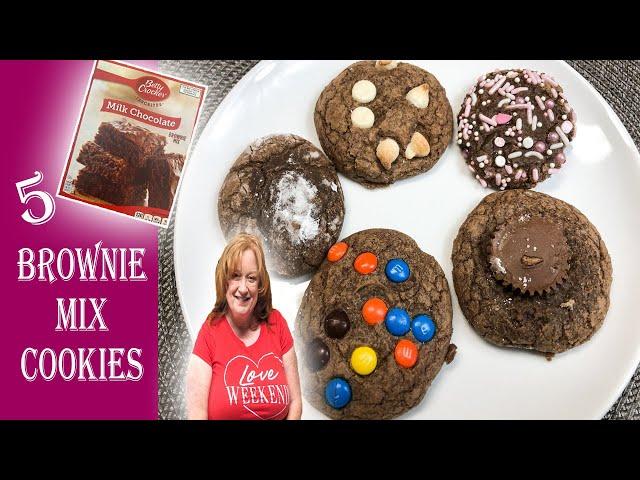 BROWNIE MIX COOKIES 5 WAYS | Easy 4 Ingredient Cookies using Brownie Box Mix