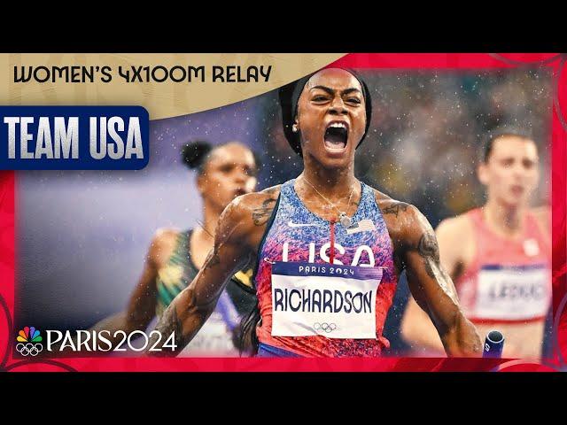 Sha'Carri Richardson runs a SCORCHING anchor leg to clinch 4x100m gold for USA | Paris Olympics