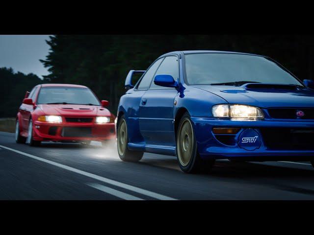 THE RACE IS ON - Subaru 22B vs EVO 6 TM | RED Digital Cinema 4K