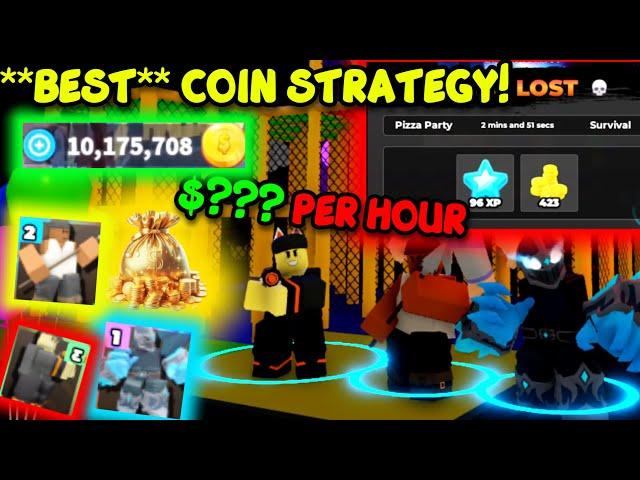 **BEST** COIN FARM EZ METHOD! (Pizza Party) | Tower Defence Simulator