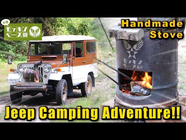 Camp in an Old Jeep!!【Handmade Stove】