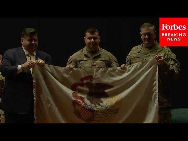 Gov. Pritzker Speaks At Illinois National Guard 333rd Military Police Company Mobilization Ceremony