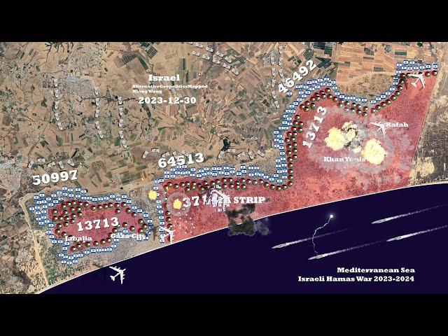 Israel Hamas War Oct 2023- April 2024 Everyday Mapped with Google Earth