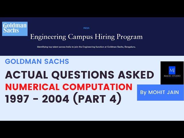 Goldman Sachs Aptitude Actual Questions Asked (Numerical Computation) Part 4 by MJ