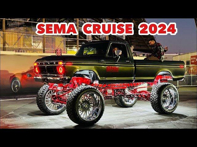  SEMA Cruise 2024! Incredible Custom Cars & Trucks roll out from Las Vegas Convention Center (4K)