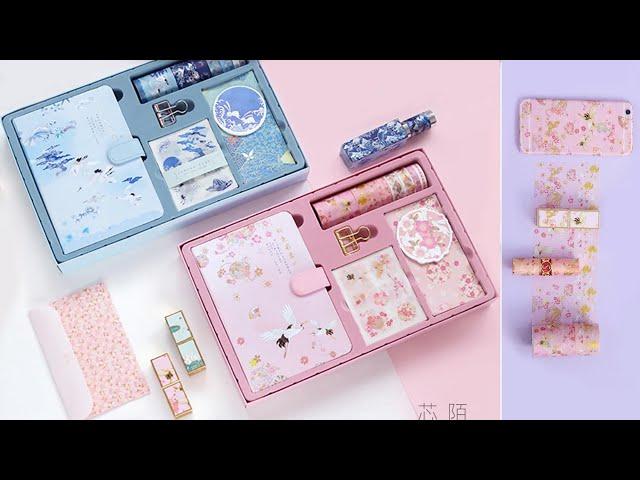 Notebook Stationery Set Review | Cute Diary with Washi tape, Golden binder clip and stickers #shorts