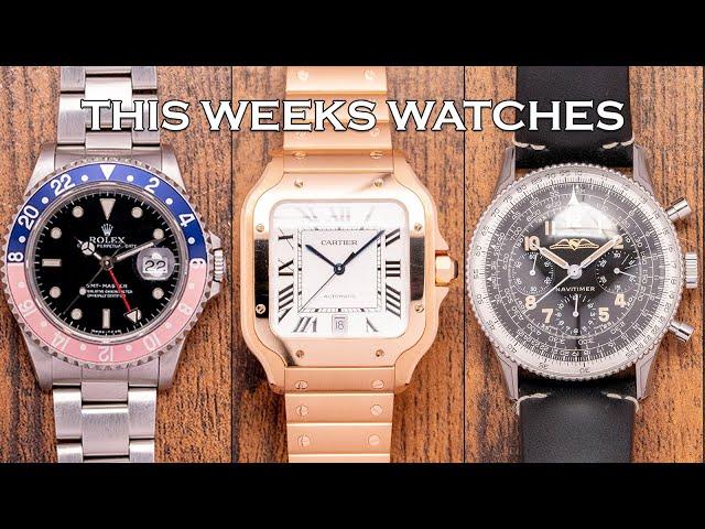 This Weeks Watches - Gold Cartier Santos, Rolex GMT-Master, Breitling 806 Re-Edition & More [EP176]