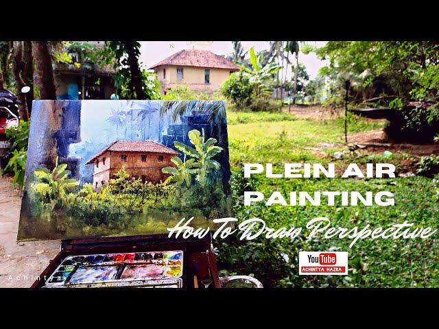 How To Draw Perspective On Plein Air Painting / Out Door Painting Study / Achintya Hazra Watercolour