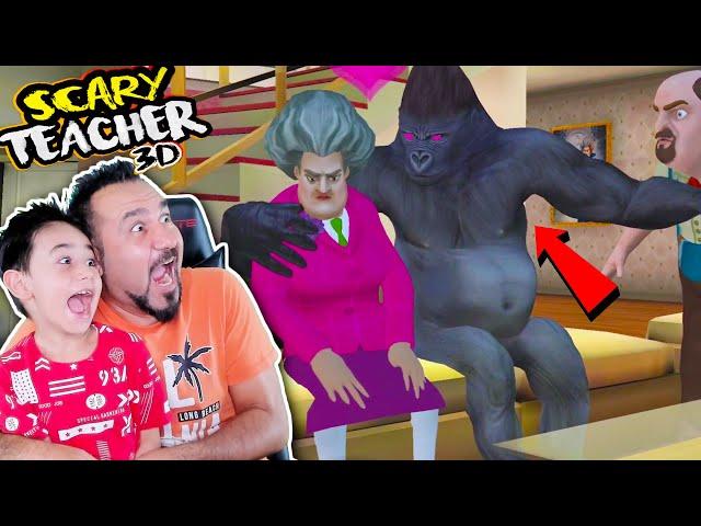 KIZGIN ÖĞRETMENE GORİL AŞIK OLDU! | SCARY TEACHER 3D OYNUYORUZ!